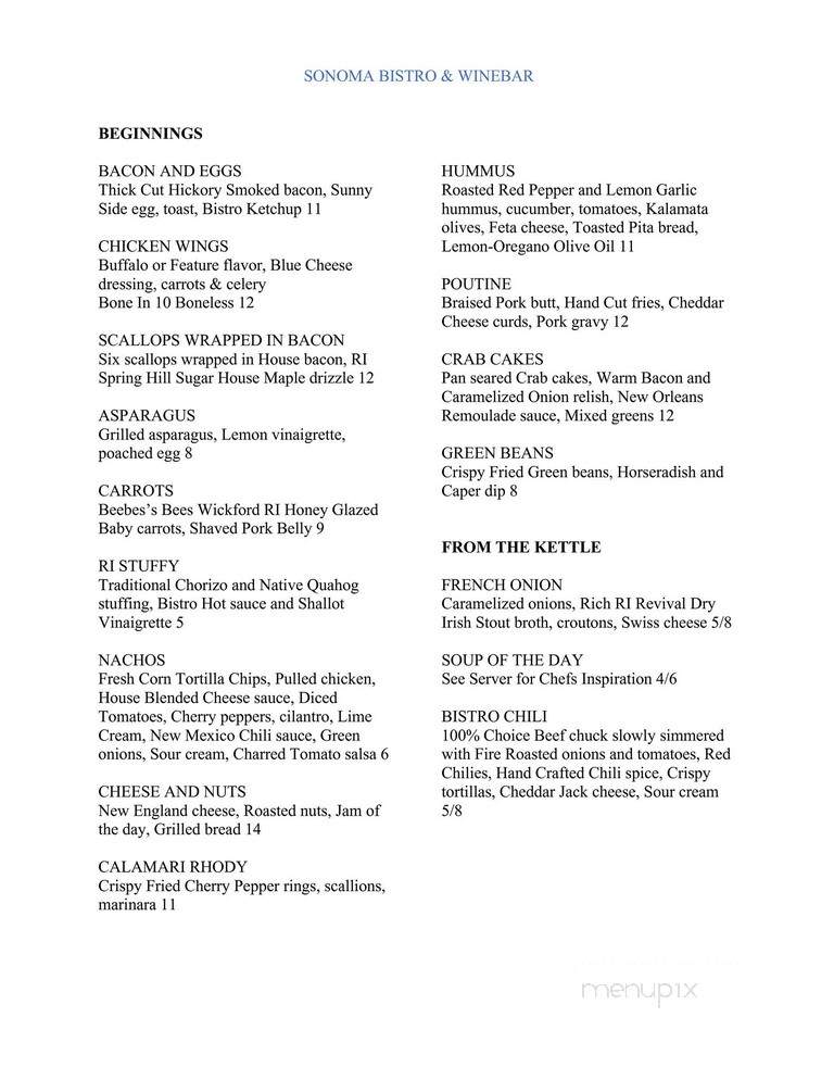 Sonoma Bistro and WineBar - North Kingstown, RI menu_pic