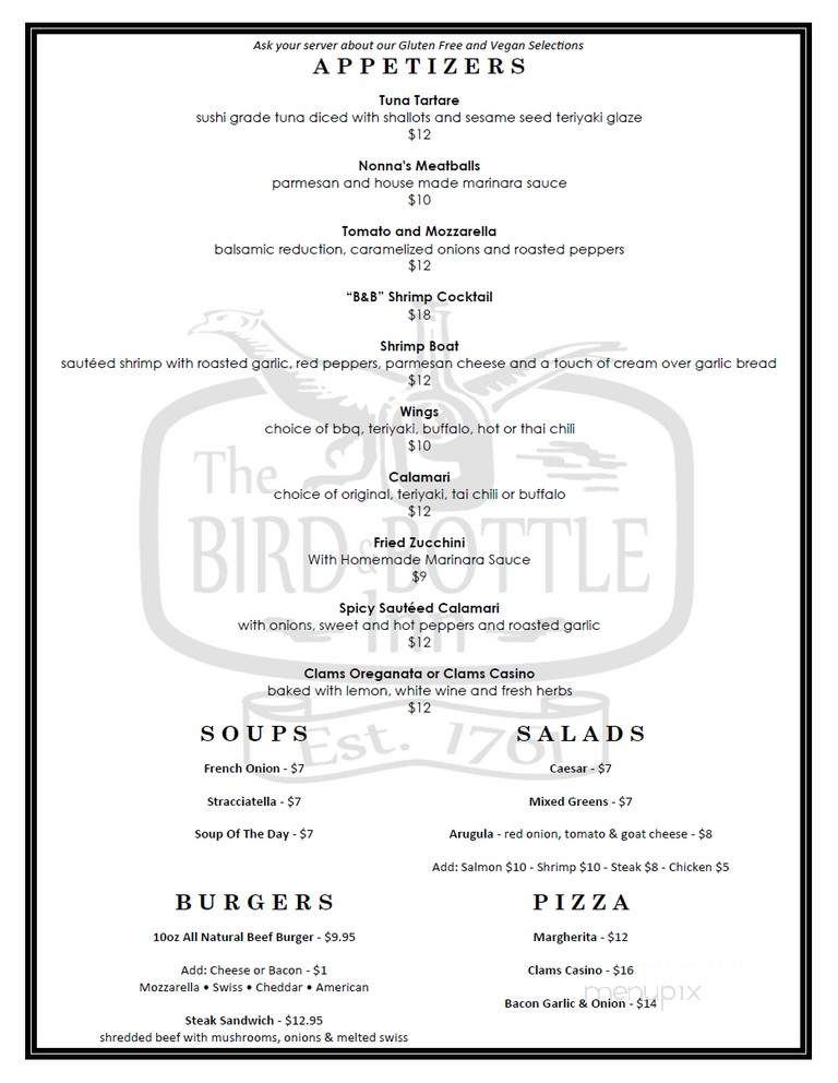 Bird & Bottle Inn - Garrison, NY menu_pic