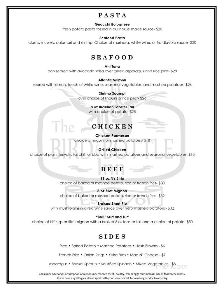 Bird & Bottle Inn - Garrison, NY menu_pic