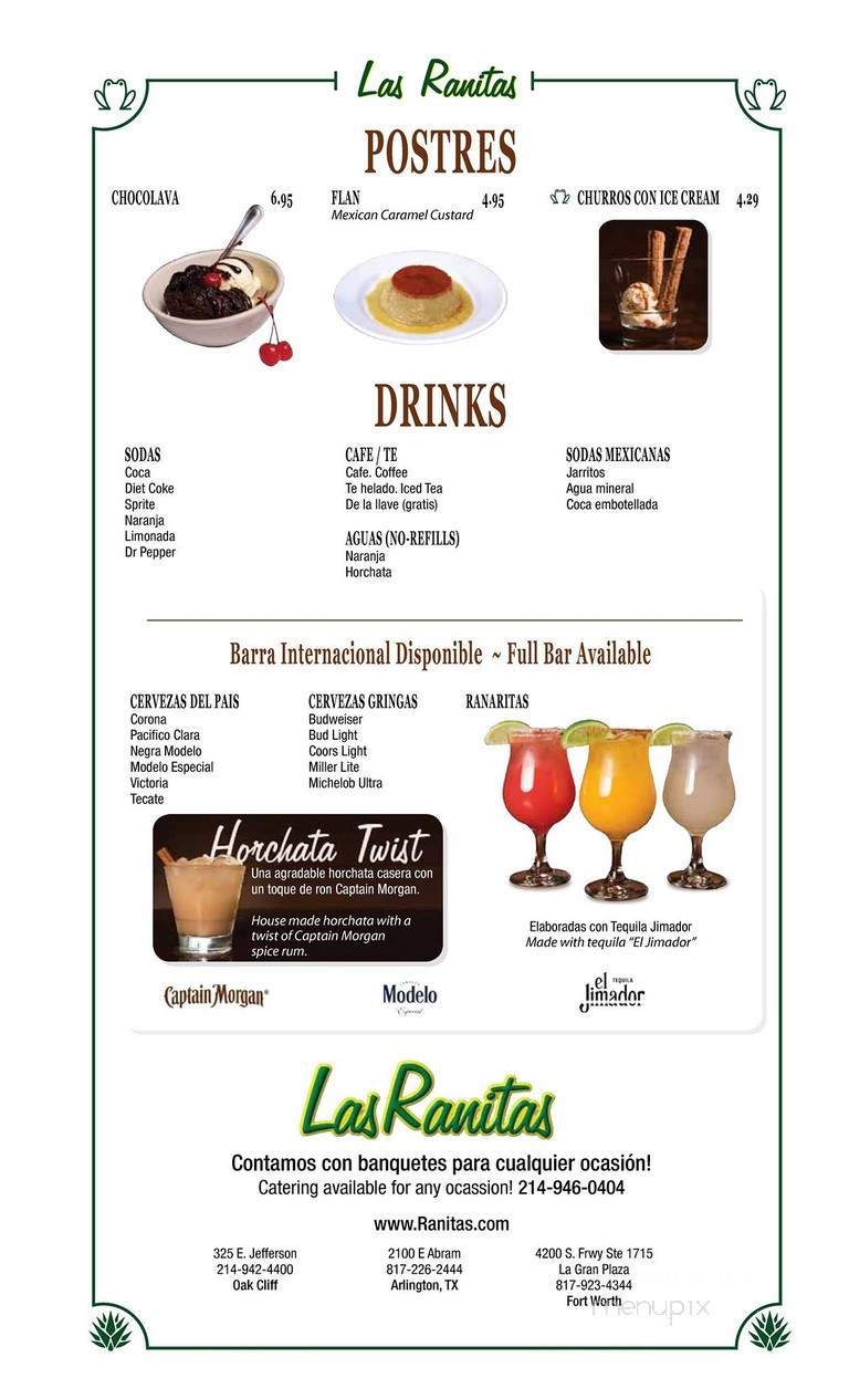 Las Ranitas - Dallas, TX menu_pic