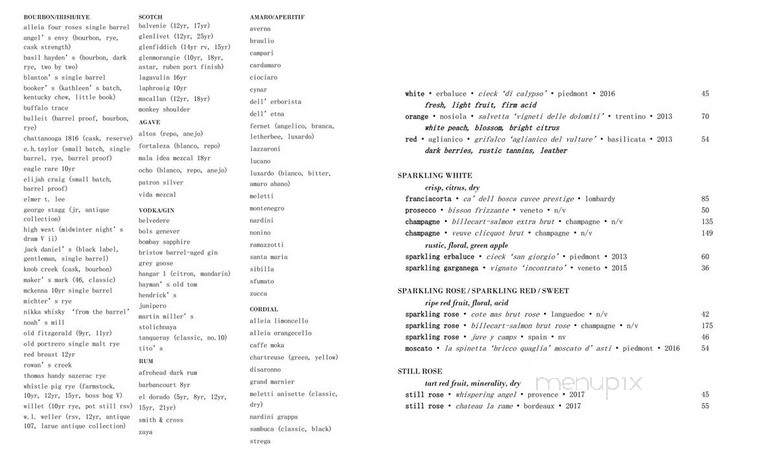 Alleia Restaurant - Chattanooga, TN menu_pic