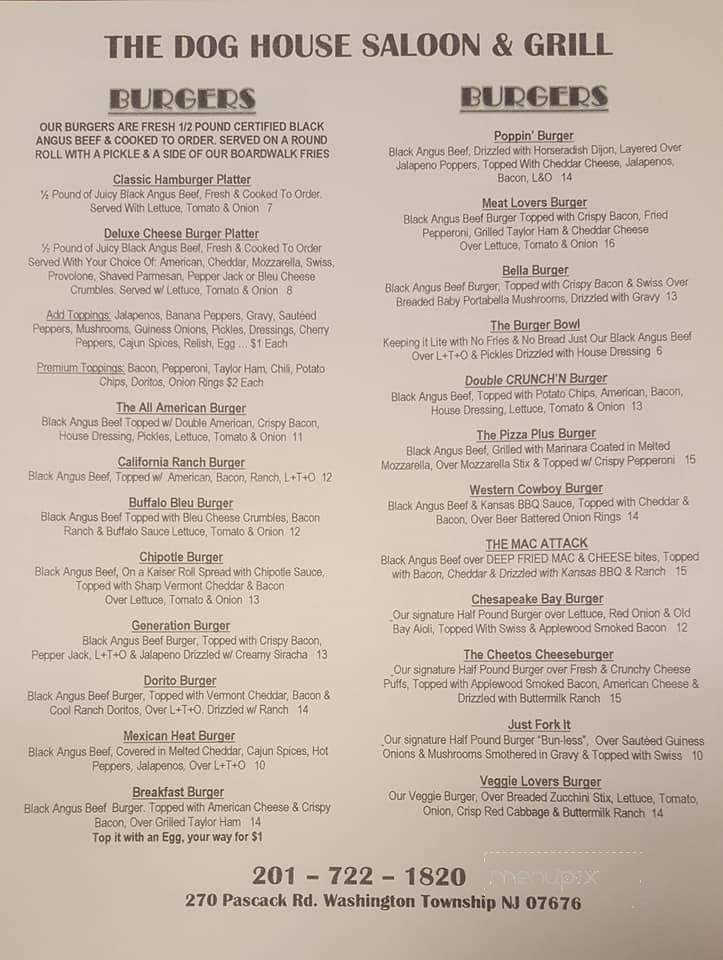 Dog House Saloon - Muskegon, MI menu_pic