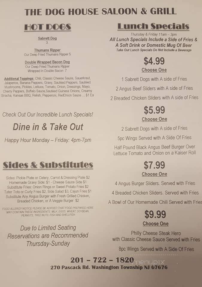 Dog House Saloon - Muskegon, MI menu_pic