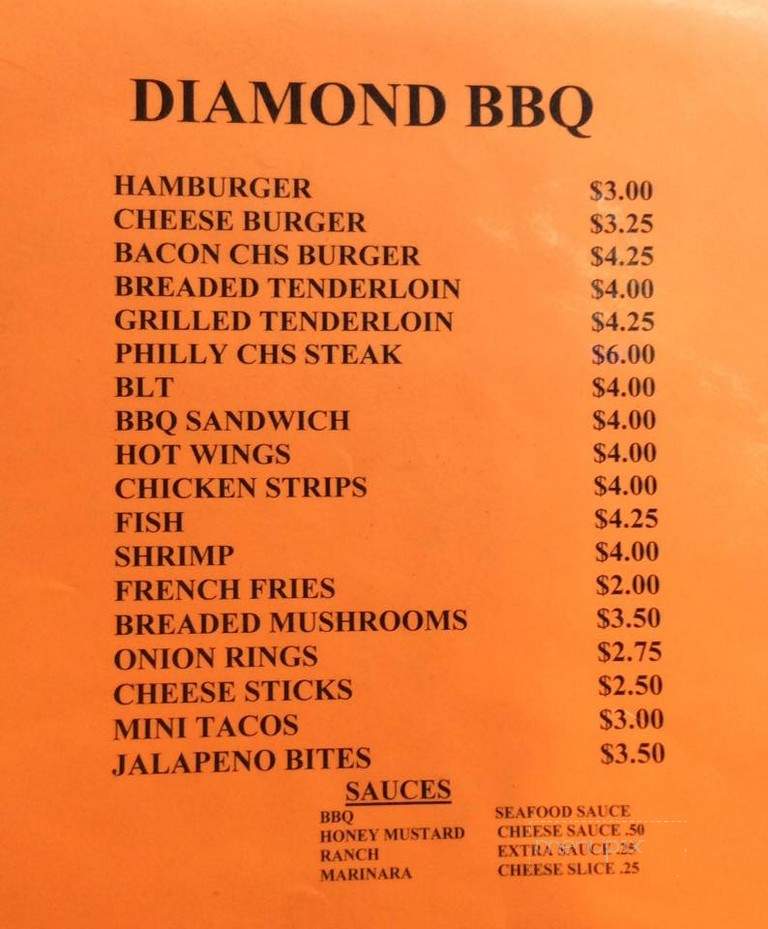 Diamond Barbecue Tavern - Sullivan, IN menu_pic