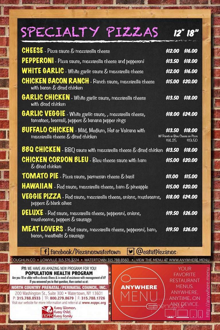 Piezanos - Yonkers, NY menu_pic