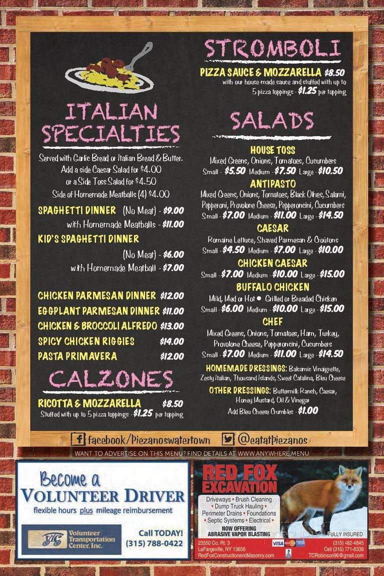 Piezanos - Yonkers, NY menu_pic