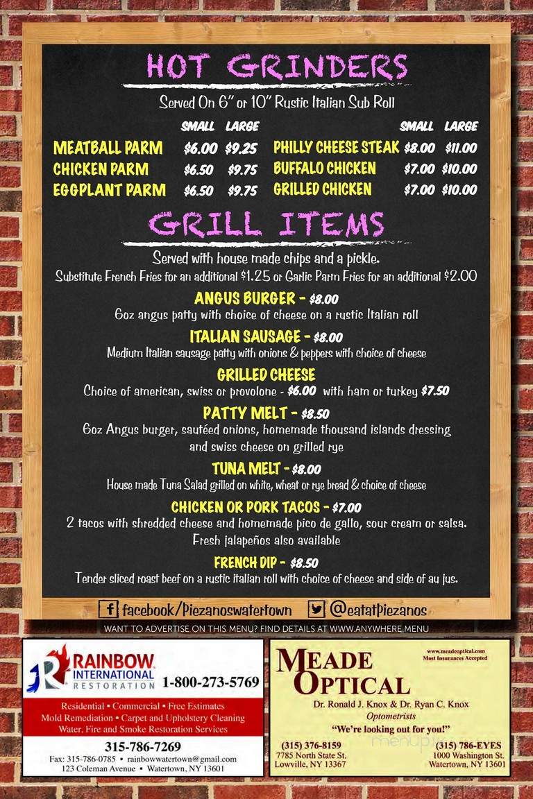 Piezanos - Yonkers, NY menu_pic