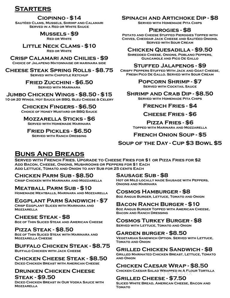Cosmos Resturant - Fairless Hills, PA menu_pic