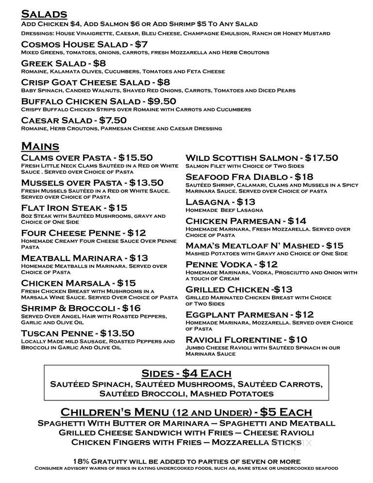 Cosmos Resturant - Fairless Hills, PA menu_pic