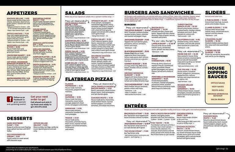 The Office Bar & Grill on Pacific - Tacoma, WA menu_pic