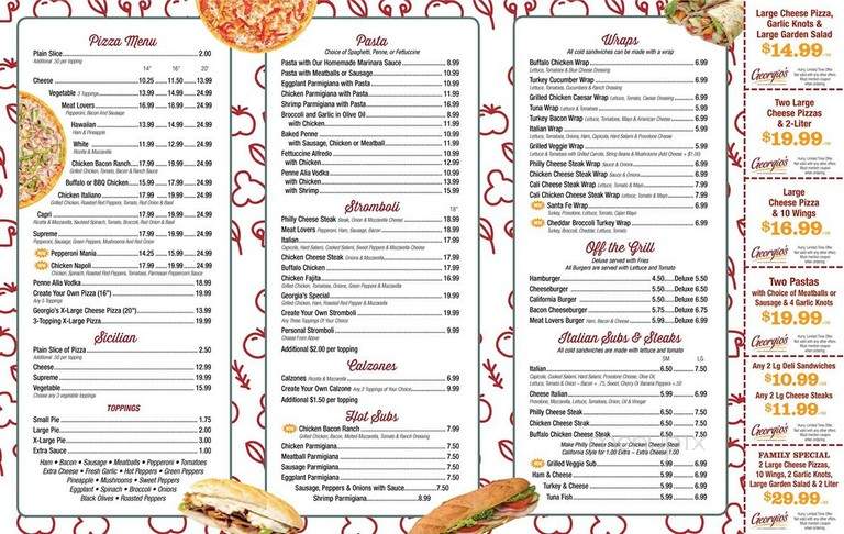 Georgio's Pizzeria - West Reading, PA menu_pic
