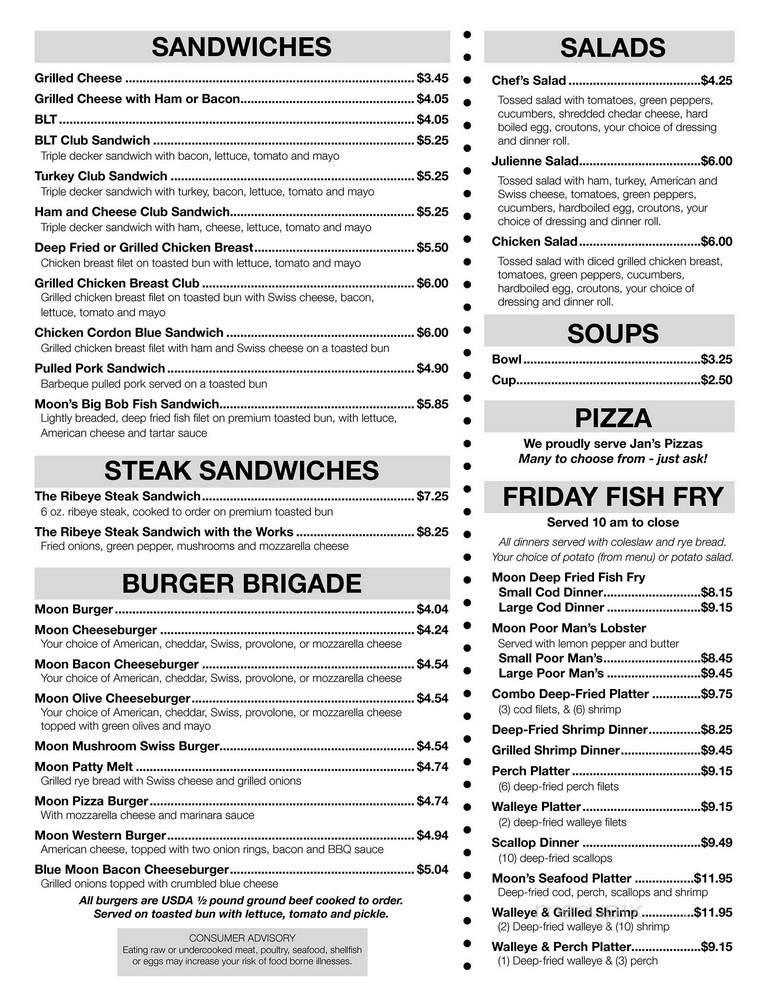 Moon Saloon - Mosinee, WI menu_pic