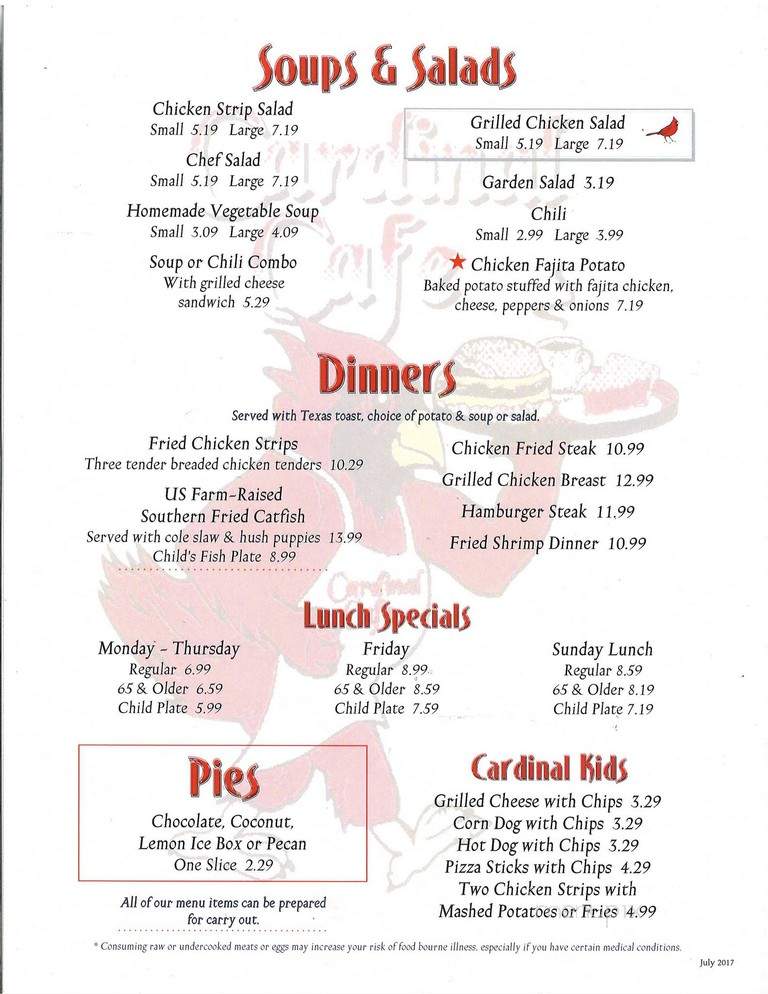 Cardinal Cafe & Grill - Camden, AR menu_pic