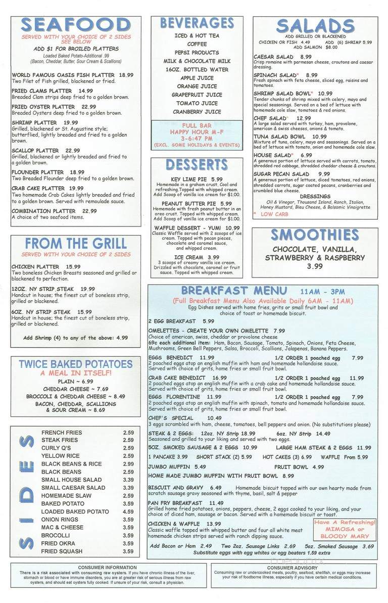 Greg Rudkin Restaurant - St Augustine, FL menu_pic