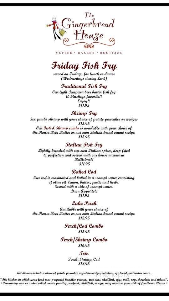 The Gingerbread House - Muskego, WI menu_pic