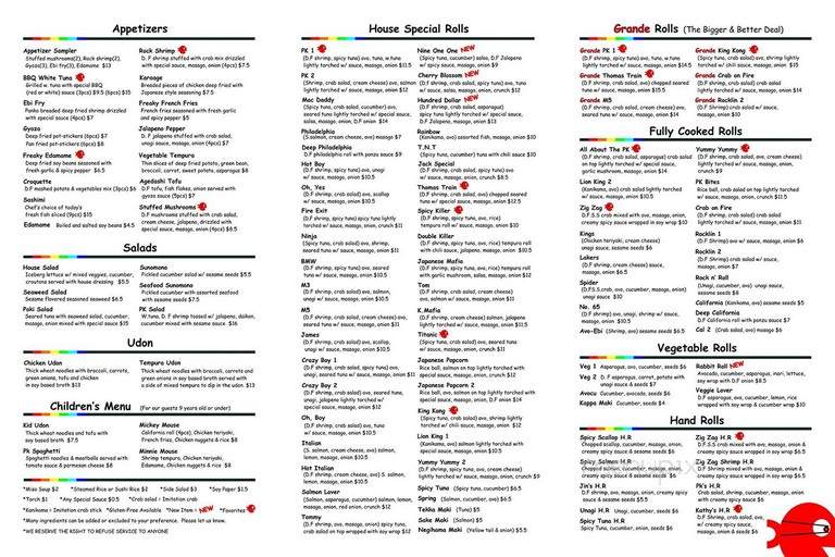 PK Sushi - Rocklin, CA menu_pic