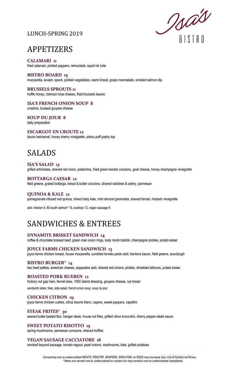 Battery Park Bistro - Asheville, NC menu_pic