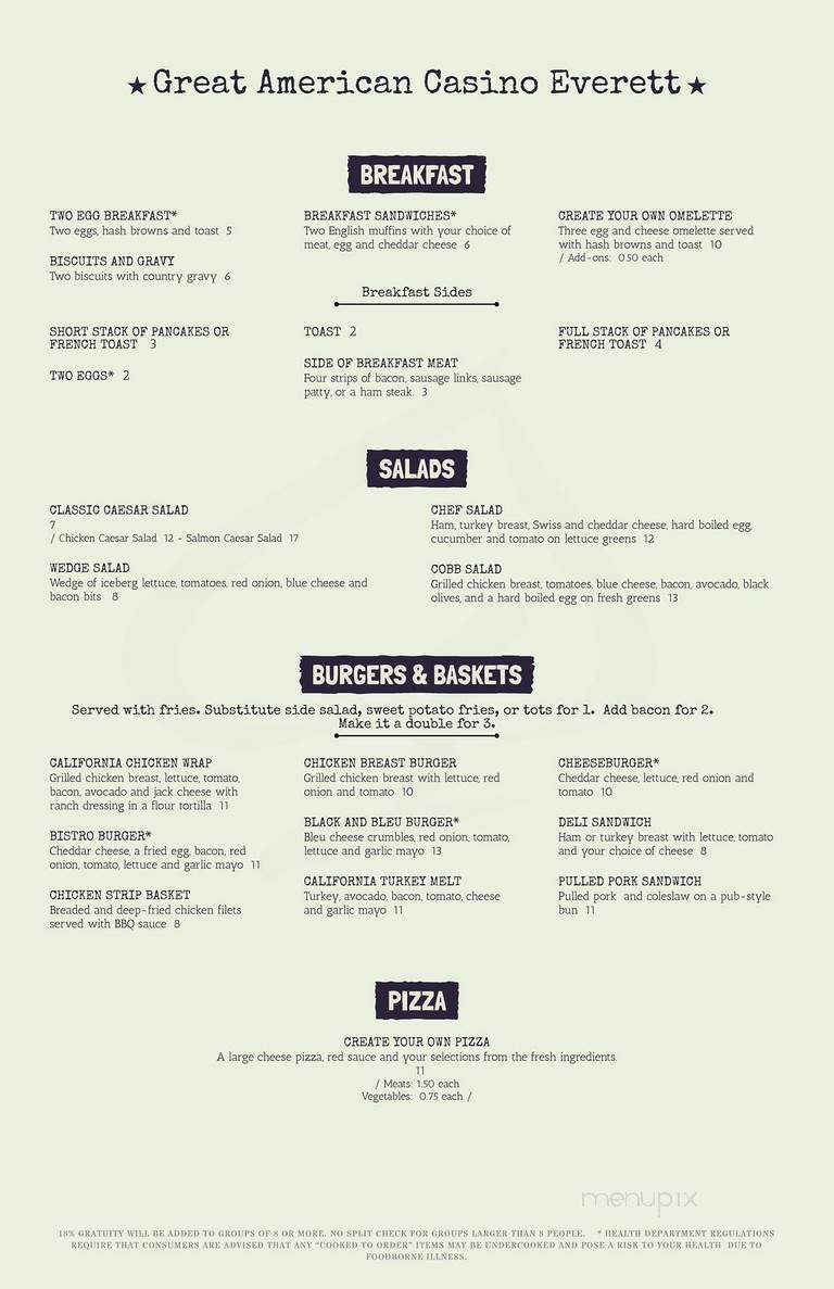 Great American Casino - Everett, WA menu_pic