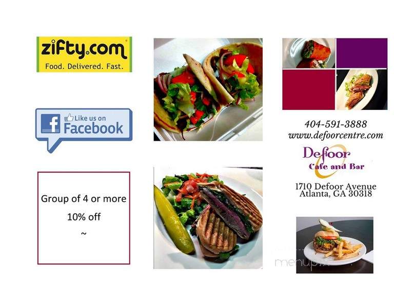 Defoor Cafe & Bar at the Defoor Center - Atlanta, GA menu_pic