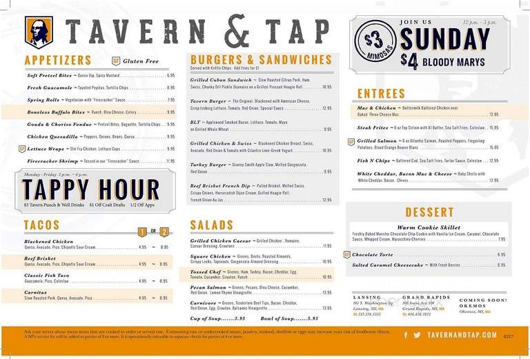 Tavern on the Square - Grand Rapids, MI menu_pic