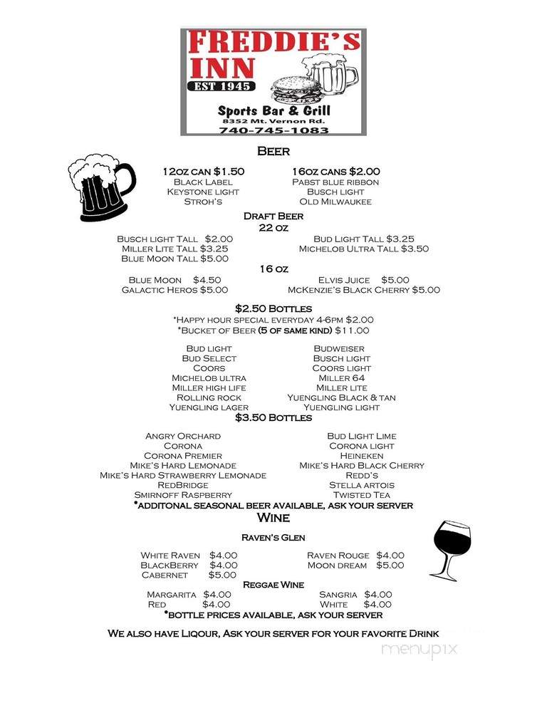 Freddie's Inn - Saint Louisville, OH menu_pic