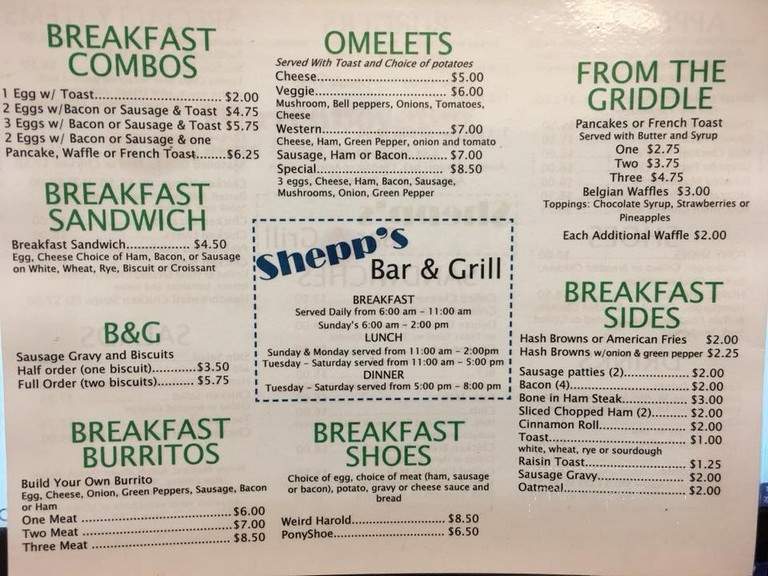 Shepps Bar & Grill - New Berlin, IL menu_pic