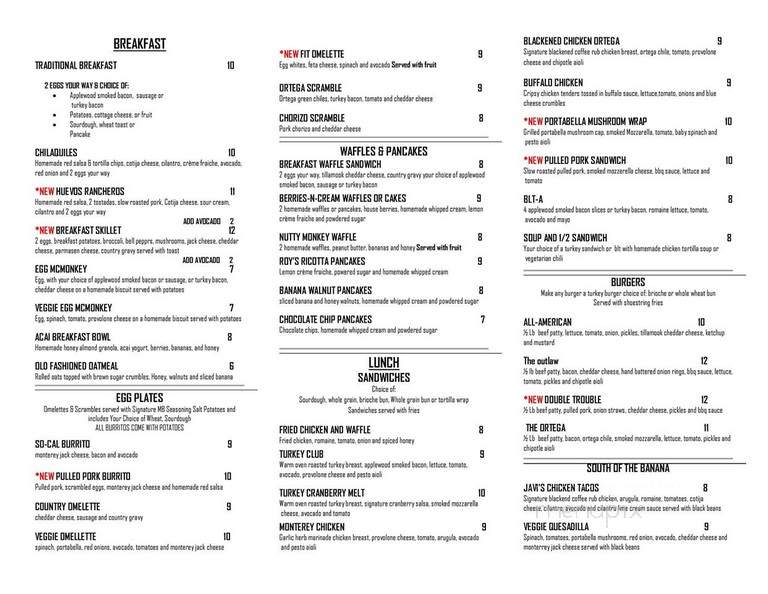 Monkey Business Cafe - Fullerton, CA menu_pic