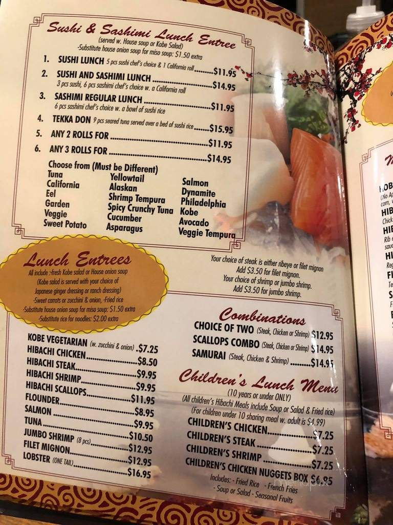 Kobe Steakhouse - Clayton, NC menu_pic