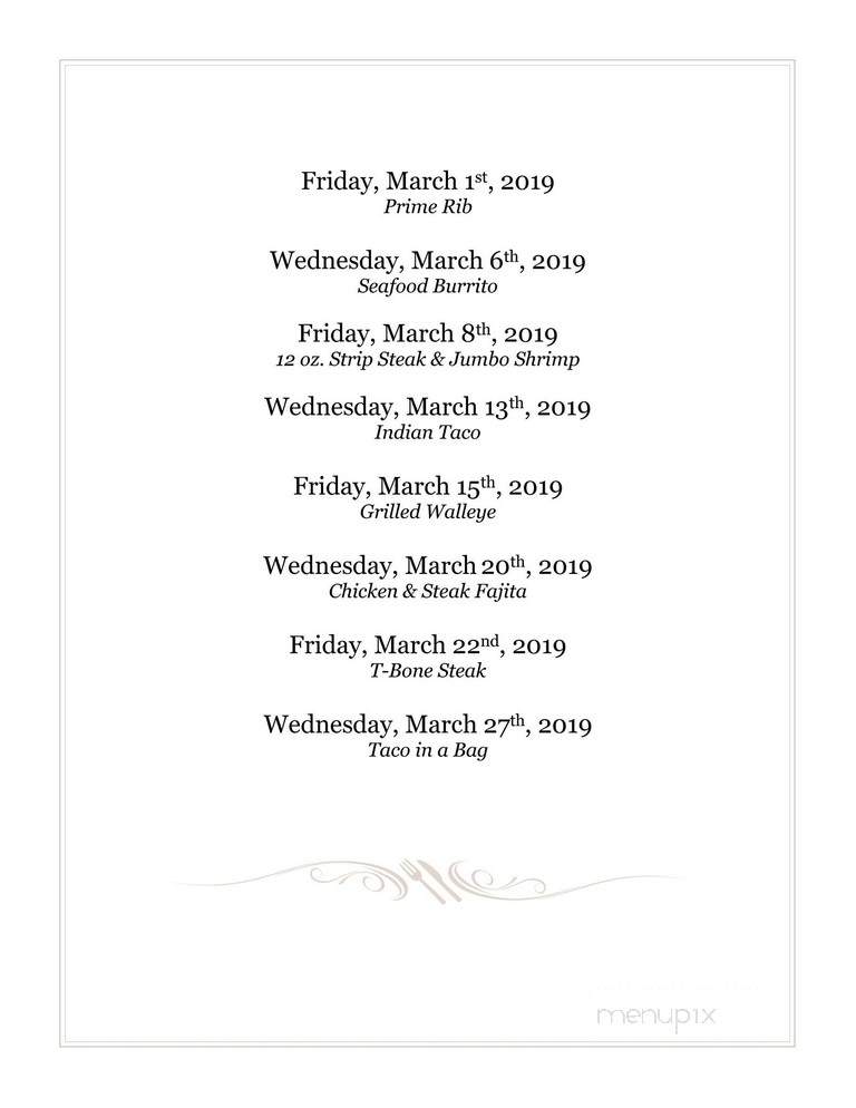 Tom's Lounge - Forest River, ND menu_pic
