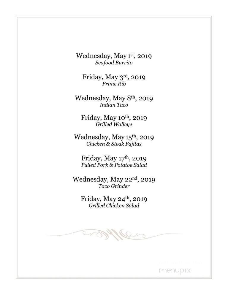 Tom's Lounge - Forest River, ND menu_pic