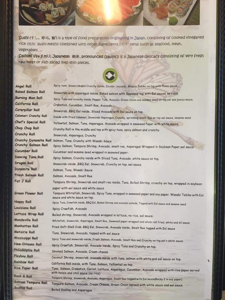 Menu of Kazoku Sushi in Mandeville, LA 70448