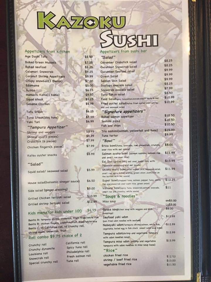 Kazoku Sushi - Mandeville, LA menu_pic