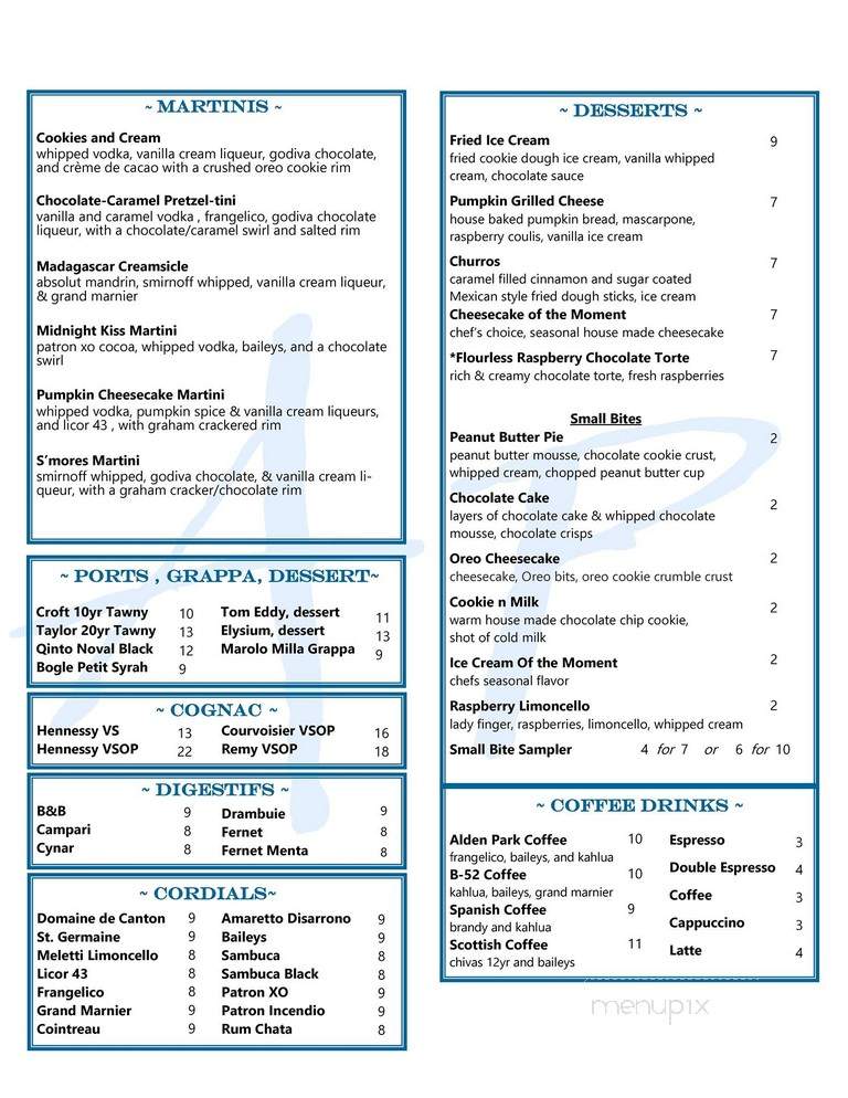 Alden Park - Plymouth, MA menu_pic