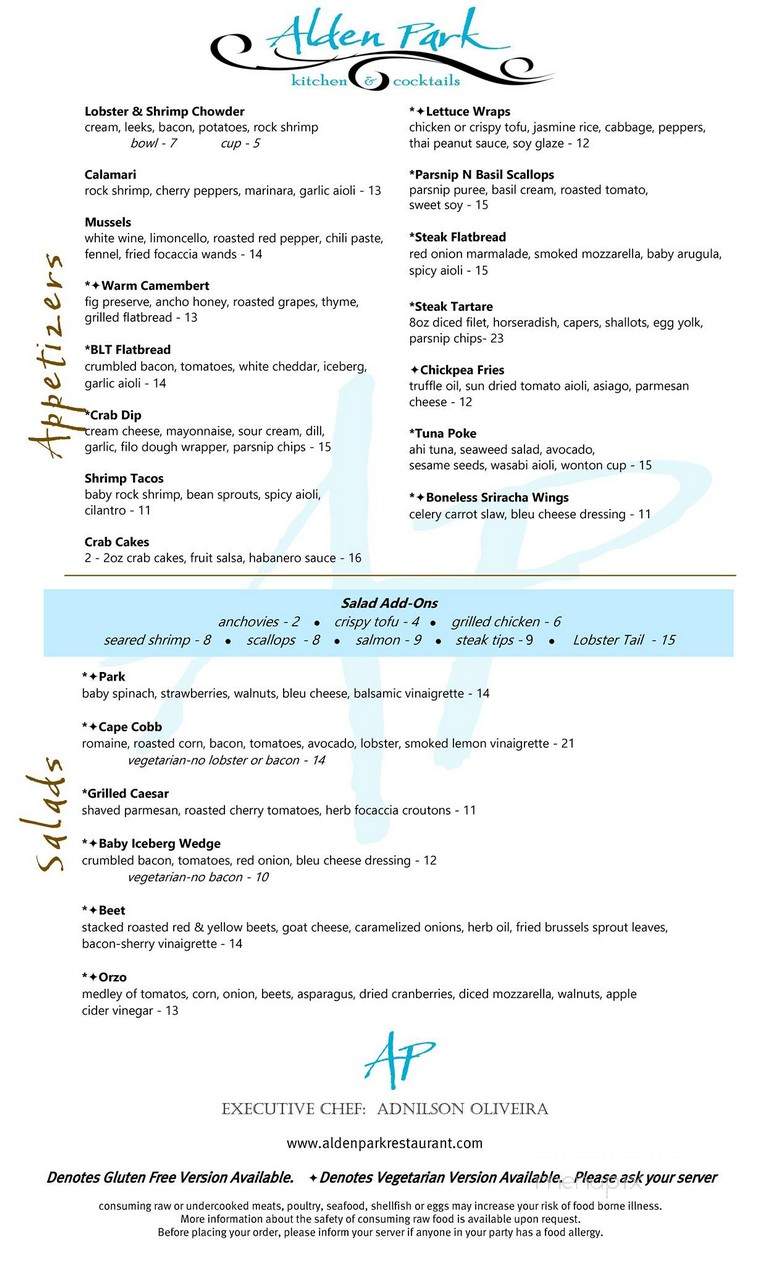 Alden Park - Plymouth, MA menu_pic