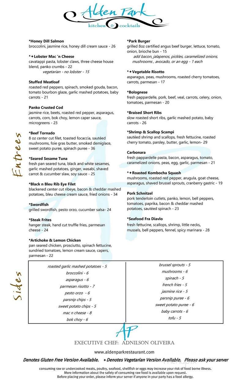 Alden Park - Plymouth, MA menu_pic