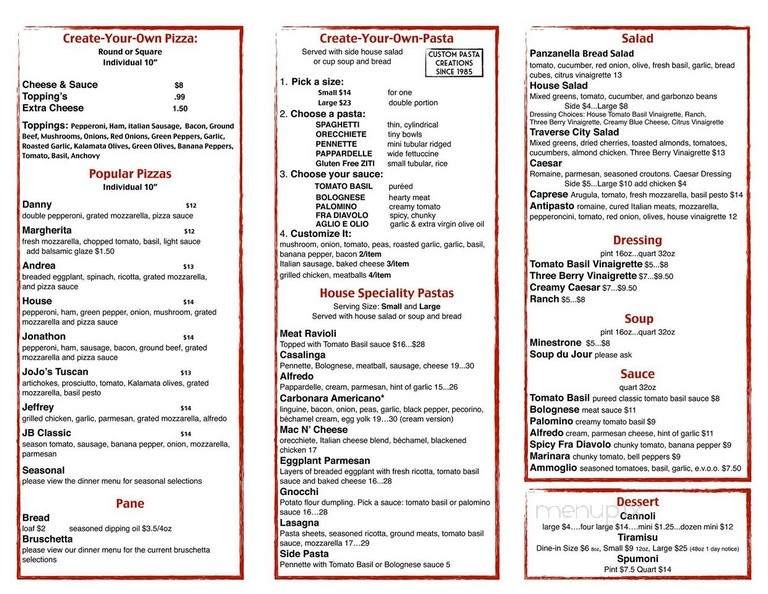 Via Bologna - Clarkston, MI menu_pic