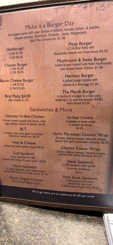 Marsh Inn - Reedsville, WI menu_pic