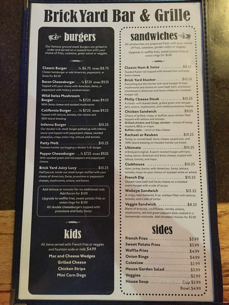 Brick Yard Sports Bar - Hibbing, MN menu_pic