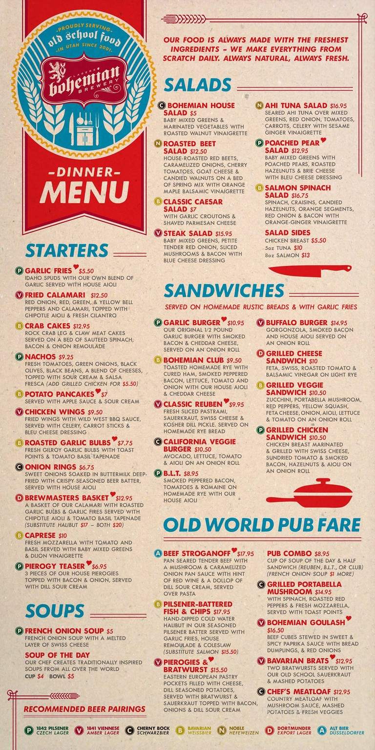 Bohemian Brewery & Grill - Midvale, UT menu_pic