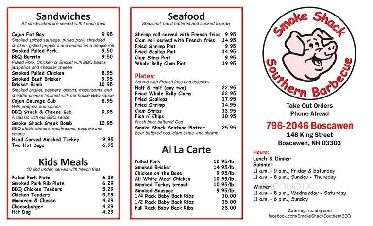 Smoke Shack - Manchester, NH menu_pic