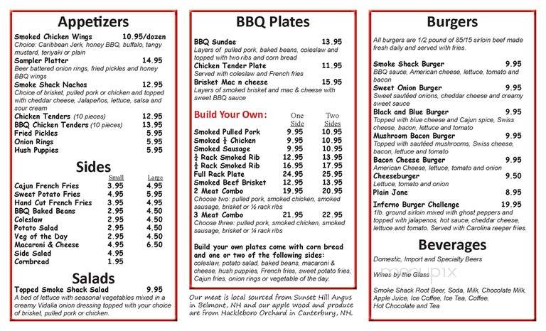 Smoke Shack - Manchester, NH menu_pic