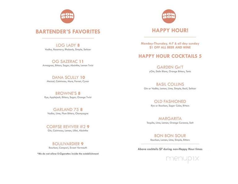 Bon Bon - Spokane, WA menu_pic