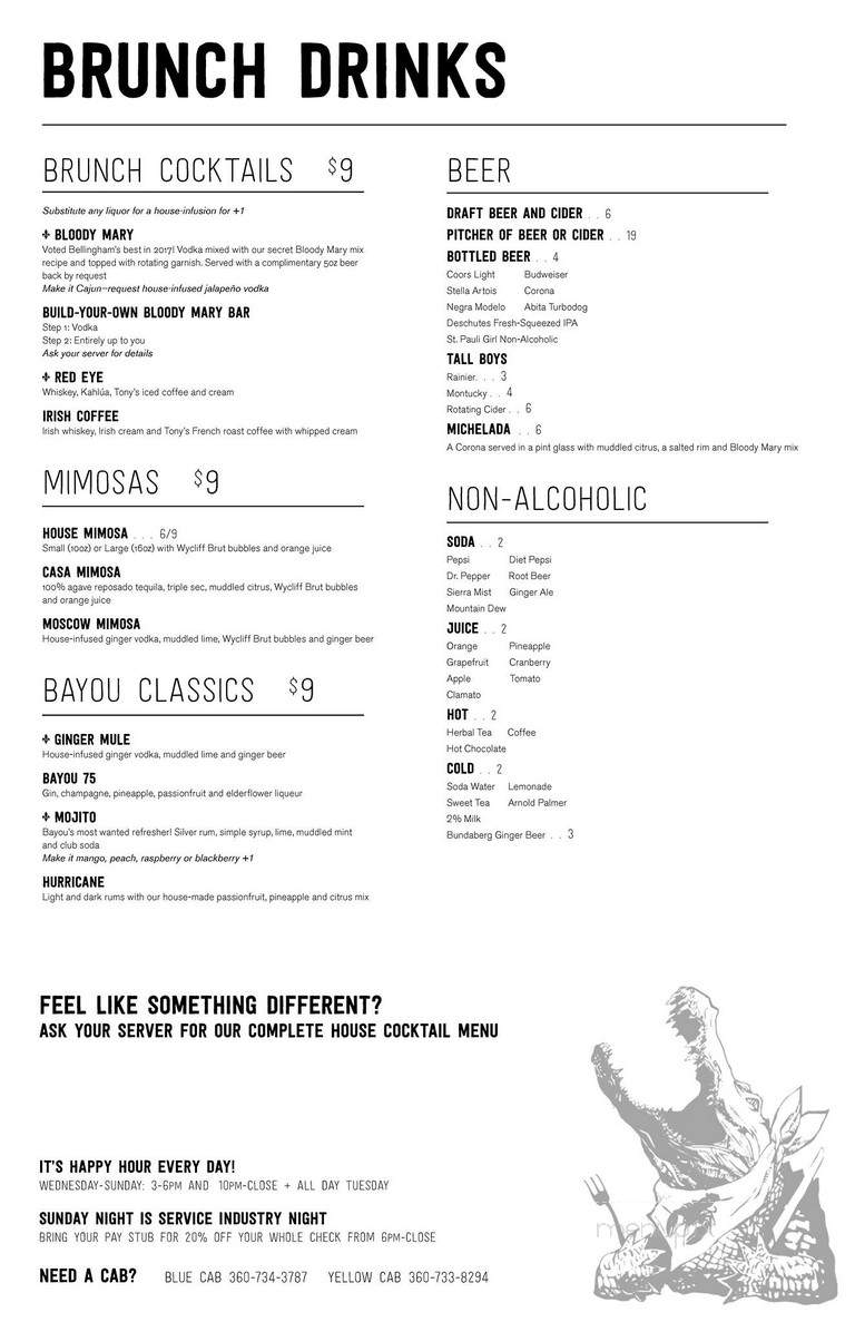 Bayou on Bay - Bellingham, WA menu_pic