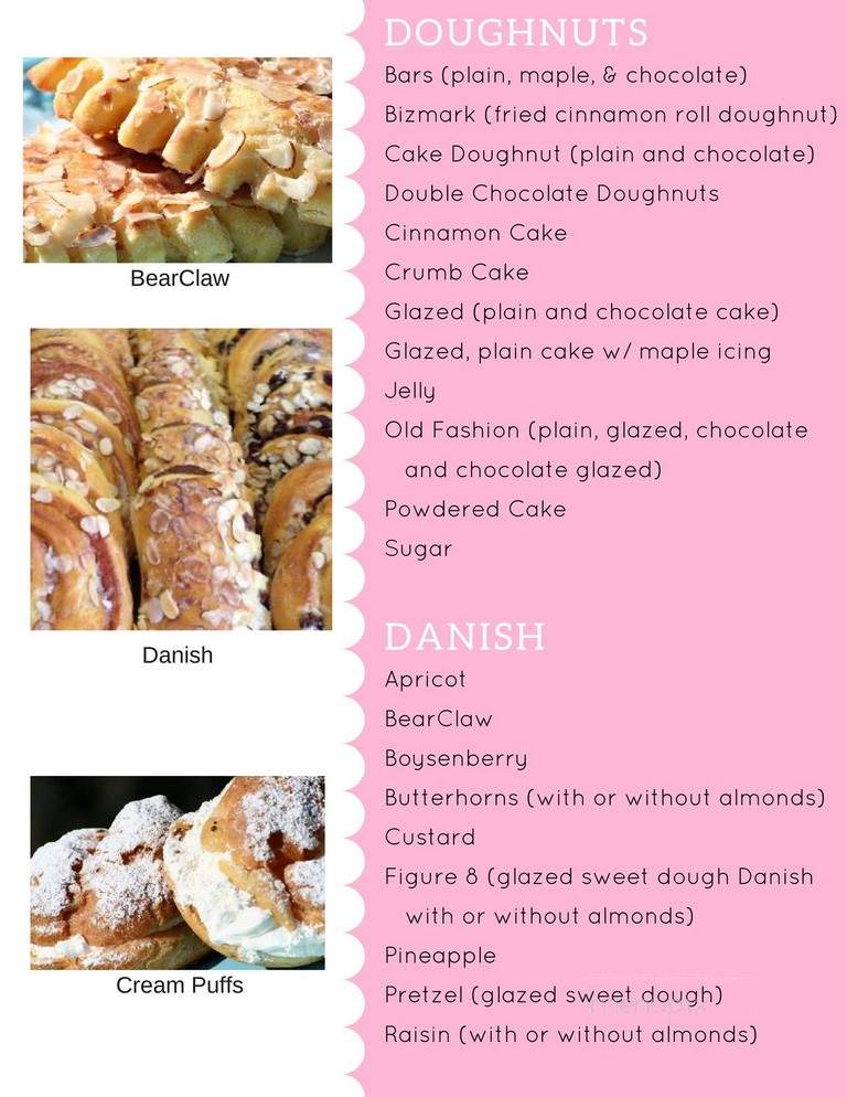 Peters' Bakery - San Jose, CA menu_pic