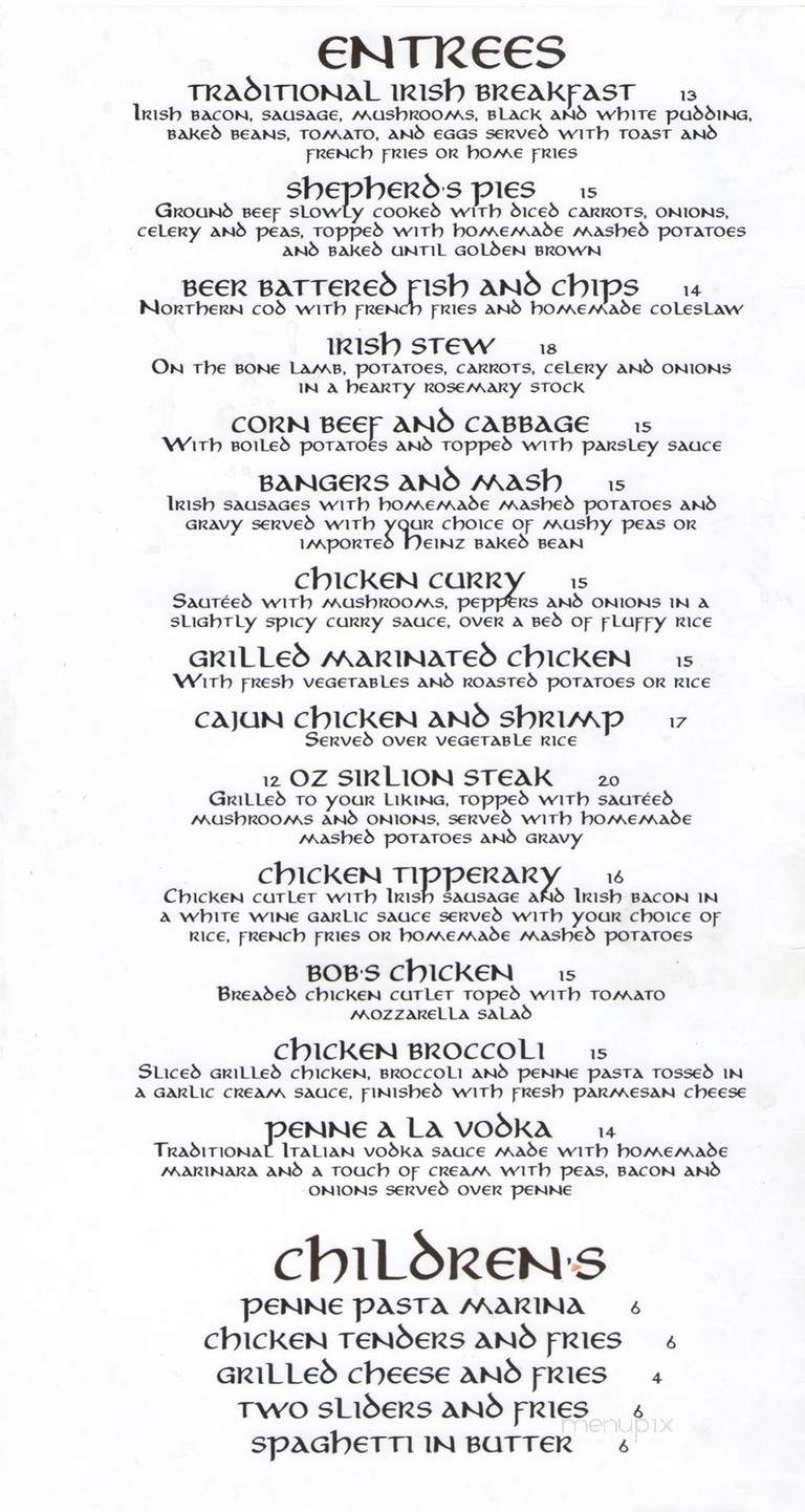 Casey's Tavern - Stamford, CT menu_pic