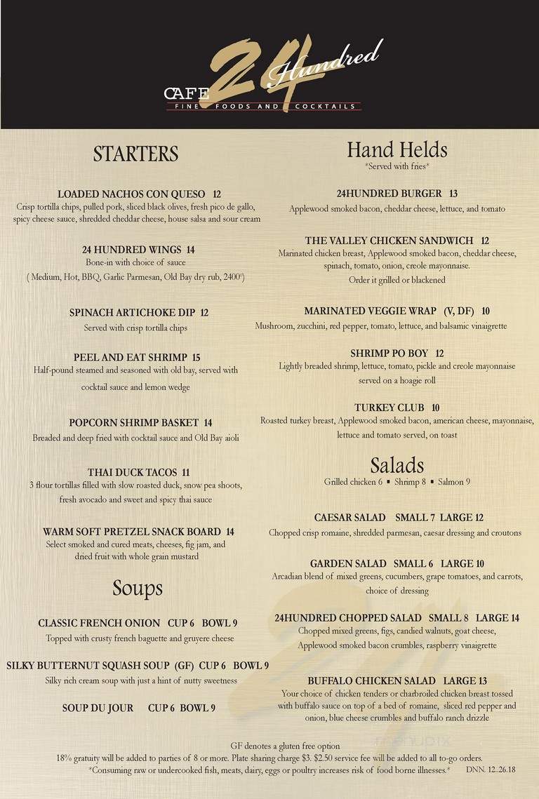 Cafe 24 Hundred - Lancaster, PA menu_pic