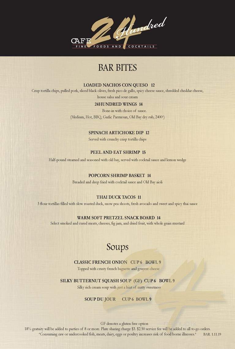 Cafe 24 Hundred - Lancaster, PA menu_pic