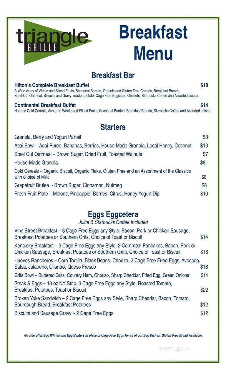 Triangle Grille - Lexington, KY menu_pic