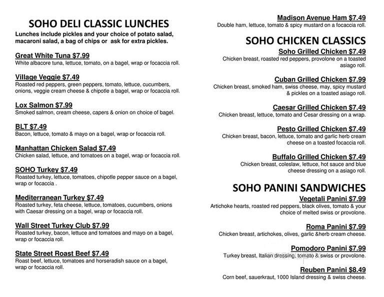 Soho Bagel Cafe - Rochester, NY menu_pic