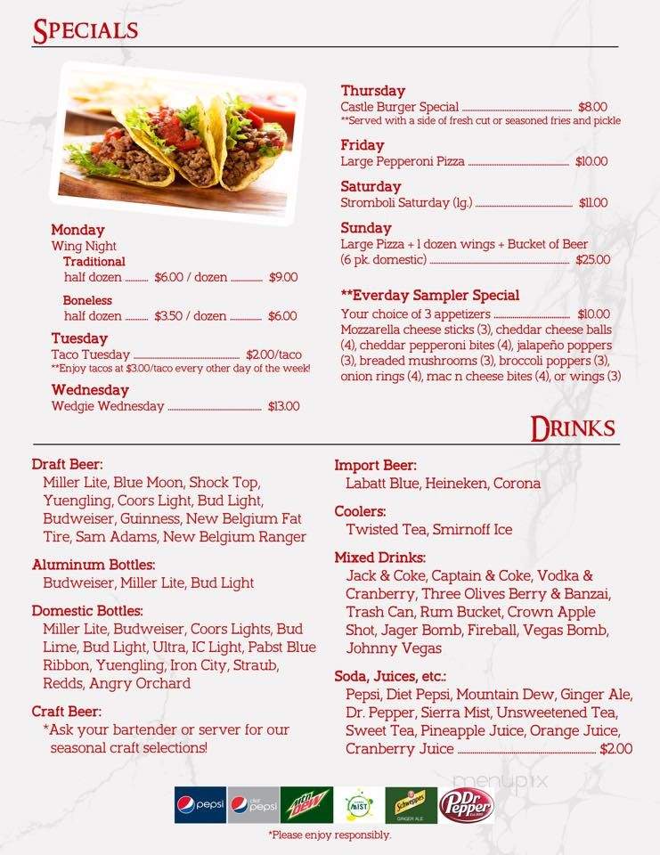Castle Pub - Ebensburg, PA menu_pic